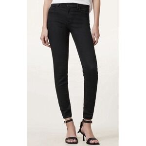 All Saints Miller Size Me Black Denim Skinny Jean Women L Mid Rise Stretch‎